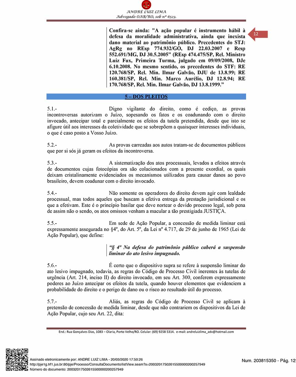 Coronavírus: Cidadão de Rondônia entra com ação popular contra a China exigindo mais de R$ 5 bilhões do país oriental