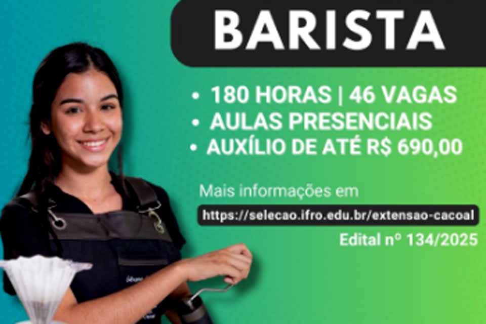 Mulheres Mil: abertas 46 vagas para curso gratuito de Barista em Rolim de Moura