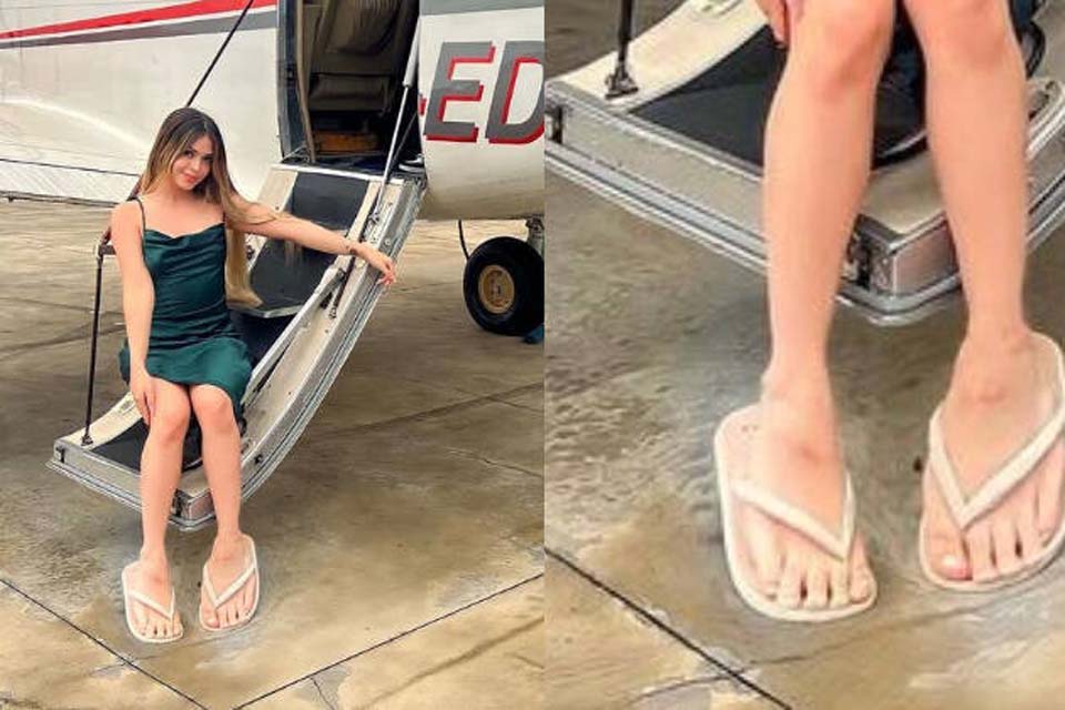 Melody mostra jatinho particular e fãs notam detalhe enorme: 'Parece que o avião passou em cima do pé'