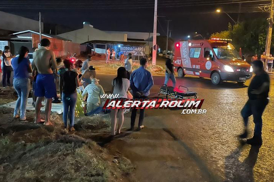 Três pessoas ficam feridas em acidente entre duas motos em Rolim de Moura