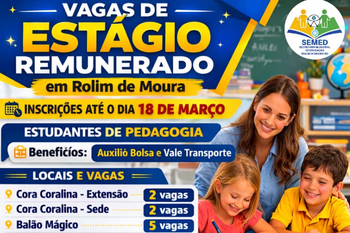 Semed abre novas vagas de estágio remunerado para estudantes de Pedagogia