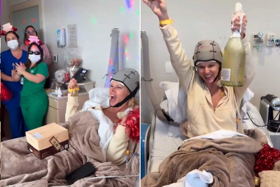 “A vida merece ser brindada”: Val Marchiori comemora última sessão de quimio