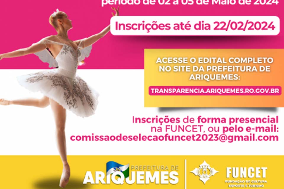 Funcet divulga Edital para contratação de serviços voltados ao 3º Setor para suporte às bailarinas 