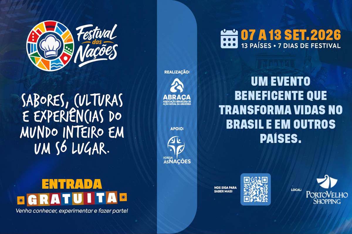 Festival das Nações 2026 começa no Porto Velho Shopping com programação até 13 de setembro