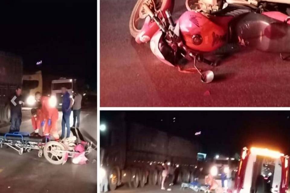 Motociclista fica gravemente ferido após ser atingido por carreta na BR 364