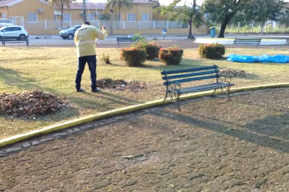Prefeitura de Porto Velho realiza serviços de limpeza e pintura na praça das Três Caixas d’Água