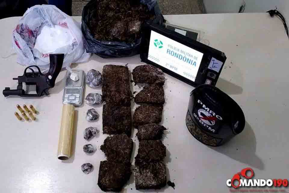 PM apreende 2 kg de maconha e arma no bairro Rondon I em Ji-Paraná