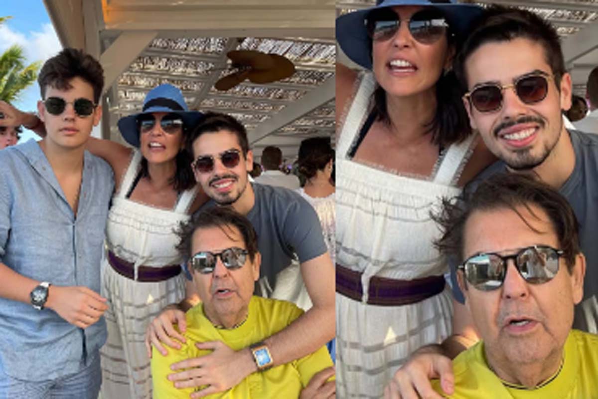 Faustão aparece em clique raro ao lado dos filhos e da mulher: 