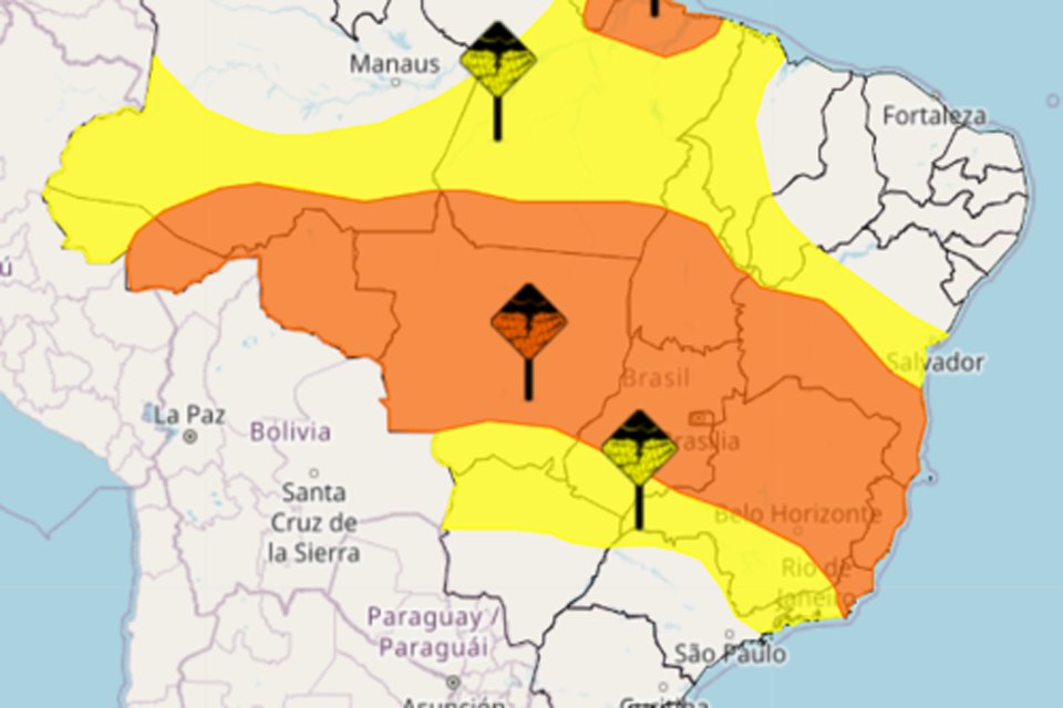 Alerta de tempestades para Rondônia e mais 14 estados e o Distrito Federal