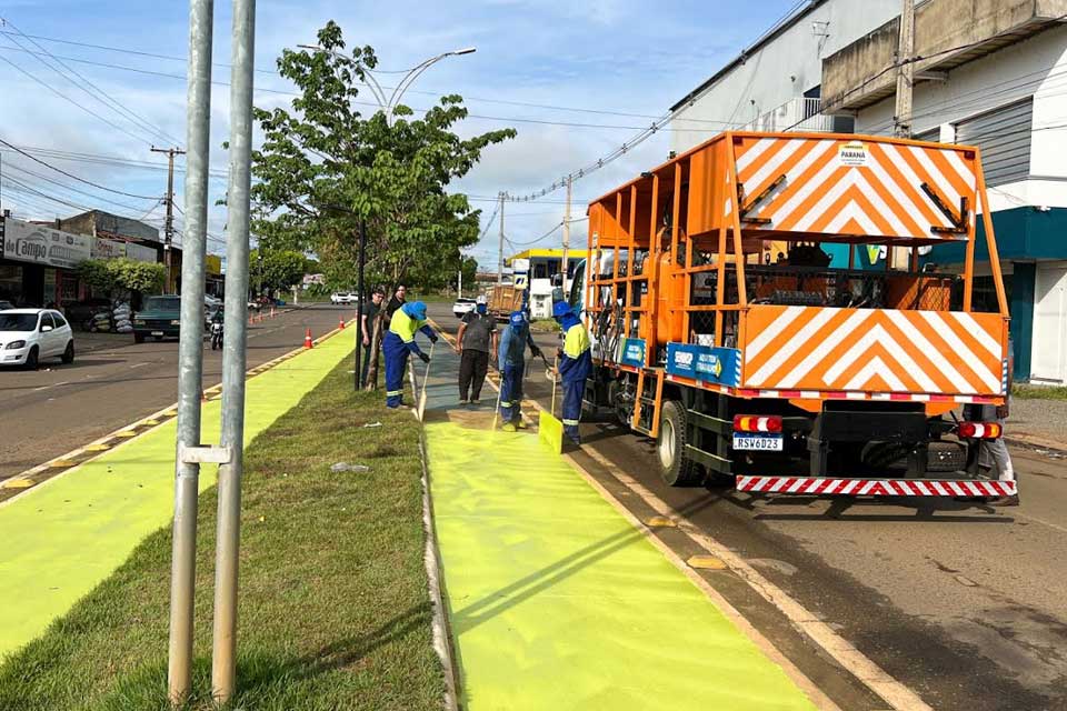 Pista de caminhada da Avenida Dom Pedro recebe nova pintura e mais segurança