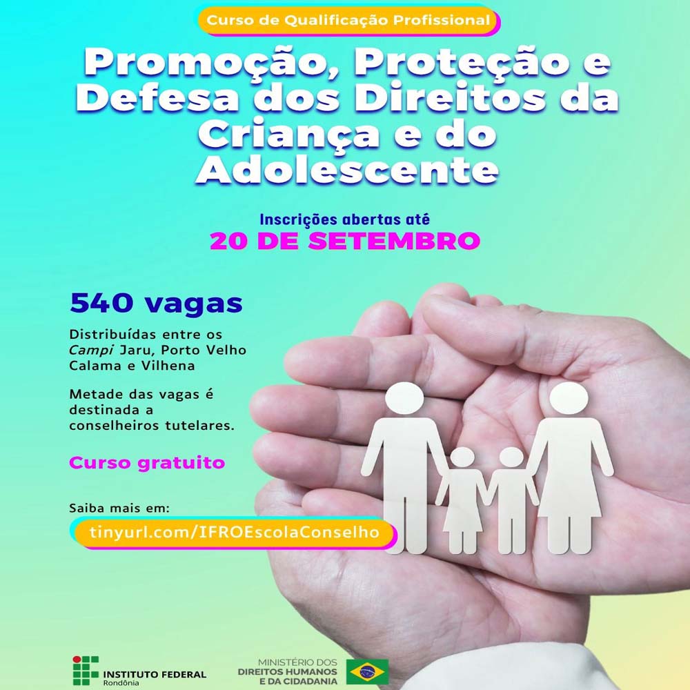 IFRO abre seleção para curso sobre direitos da criança e do adolescente