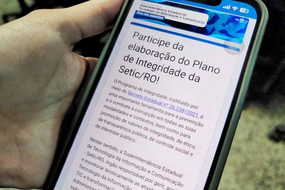 Formulário para participação social no Plano de Integridade da Setic é disponibilizado pelo governo de Rondônia