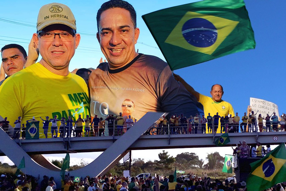 Marcos Rocha, Coronel Chrisóstomo, Lúcio Mosquini e Eyder Brasil participaram da manifestação pró-Bolsonaro em Porto Velho
