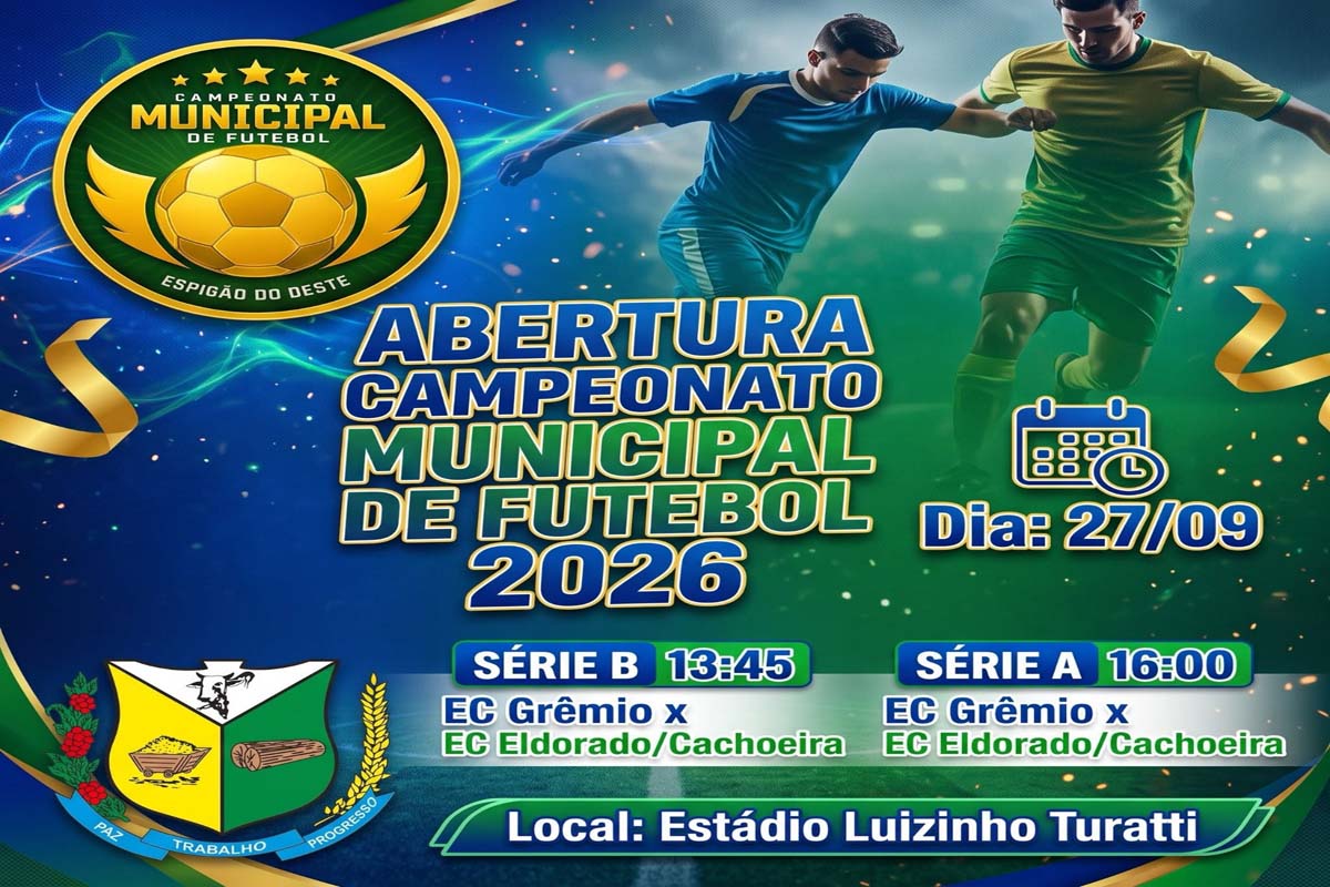 Campeonato Municipal de Futebol 2026 começa domingo em Espigão do Oeste