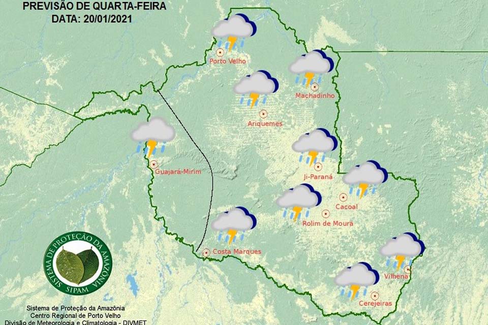 Confira a previsão do tempo para esta quarta-feira em Rondônia