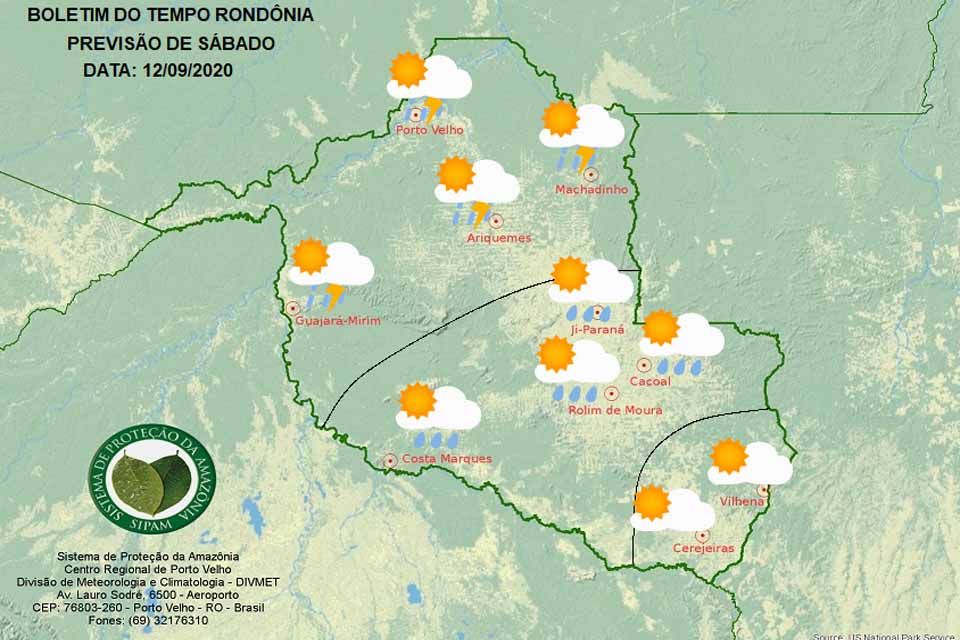 Confira a previsão do tempo para  este sábado em Rondônia