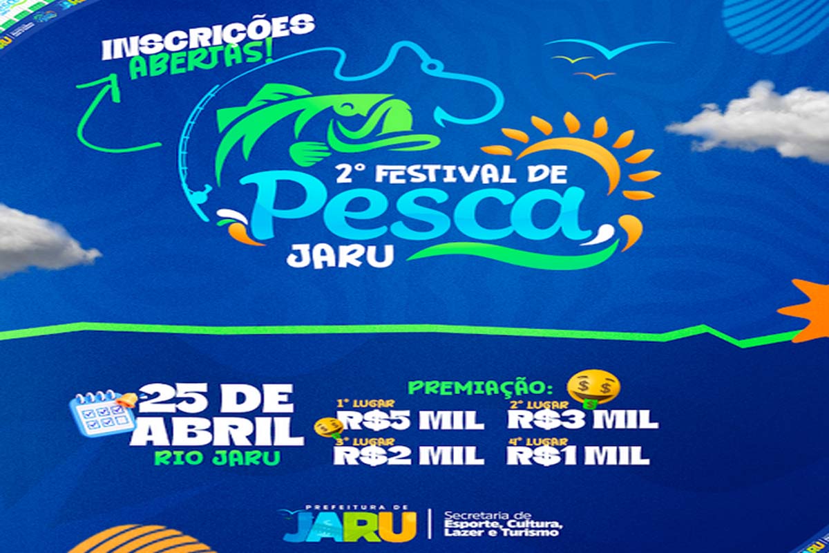 Prefeitura de Jaru realiza inscrições gratuitas para o 2º Festival de Pesca; evento acontece no dia 25 de abril