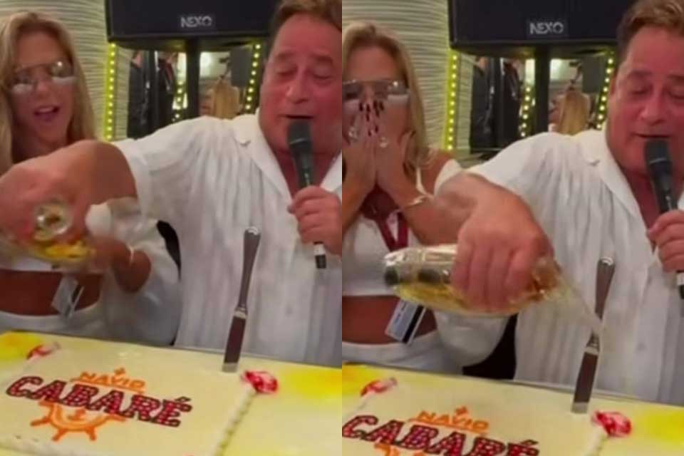 Leonardo joga cachaça em bolo e gesto divide internautas: “Sem noção”