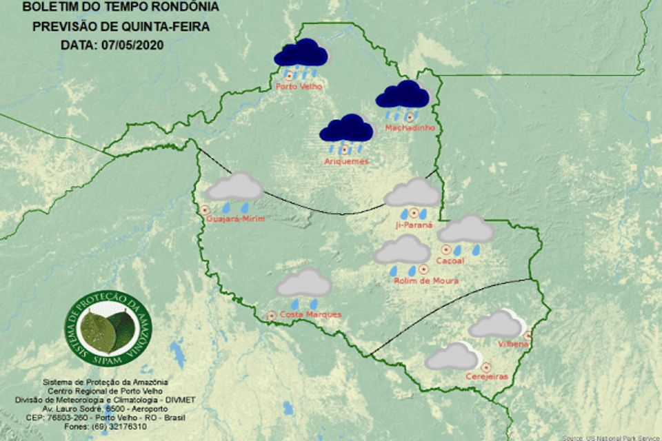 Confira a previsão do tempo para esta quinta-feira em Rondônia