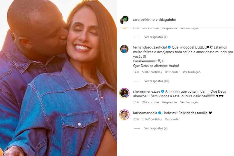 Carol Peixinho e Thiaguinho anunciam gravidez e recebem carinho de Fernanda Souza: “Que lindos!”