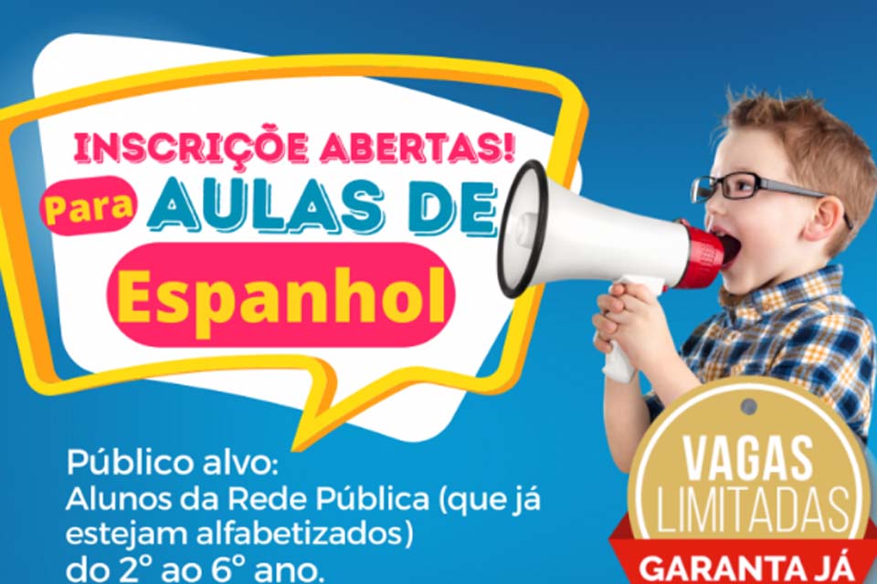 Prefeitura abre inscrições para aulas de Espanhol e o público alvo são alunos do 2º ao 6º ano