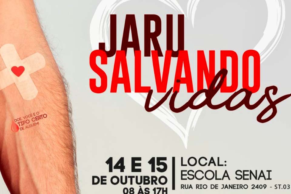 Município receberá equipe da Fhemeron para campanha de doação de sangue nos próximos dias 14 e 15