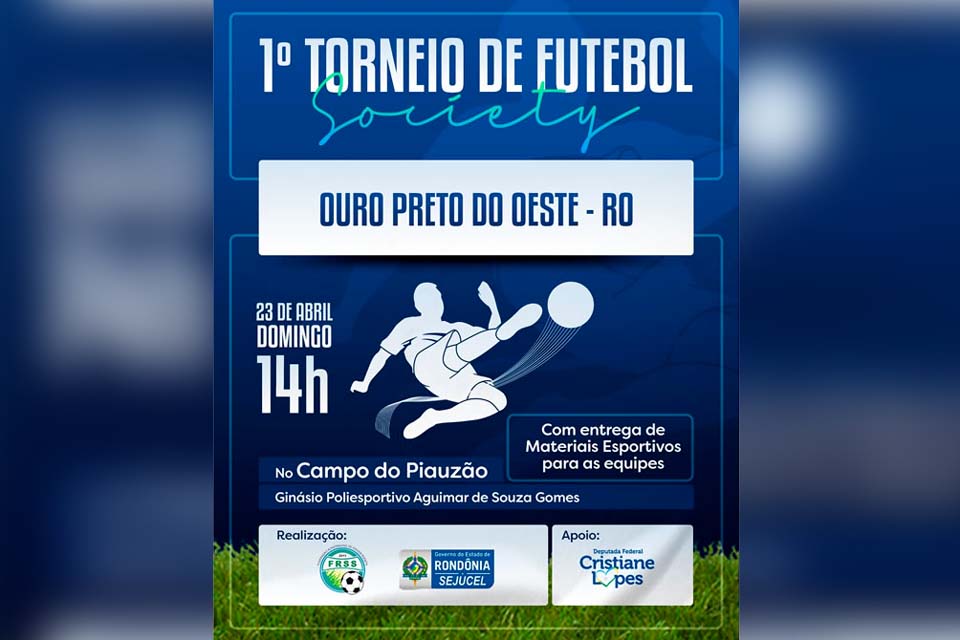 1° Torneio de Futebol Society 2023 acontece neste domingo (23) em Ouro Preto do Oeste