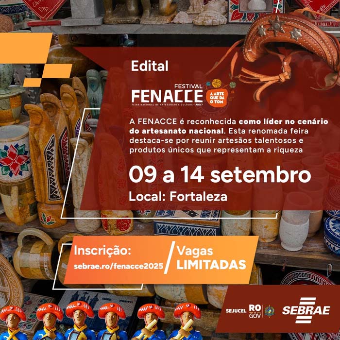 Rondônia participará da maior feira de artesanato do Brasil com apoio do Sebrae/RO e Sejucel