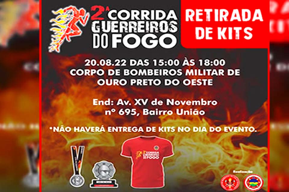 Entrega de kits da 2ª Corrida Guerreiros do Fogo será realizada neste sábado (20)