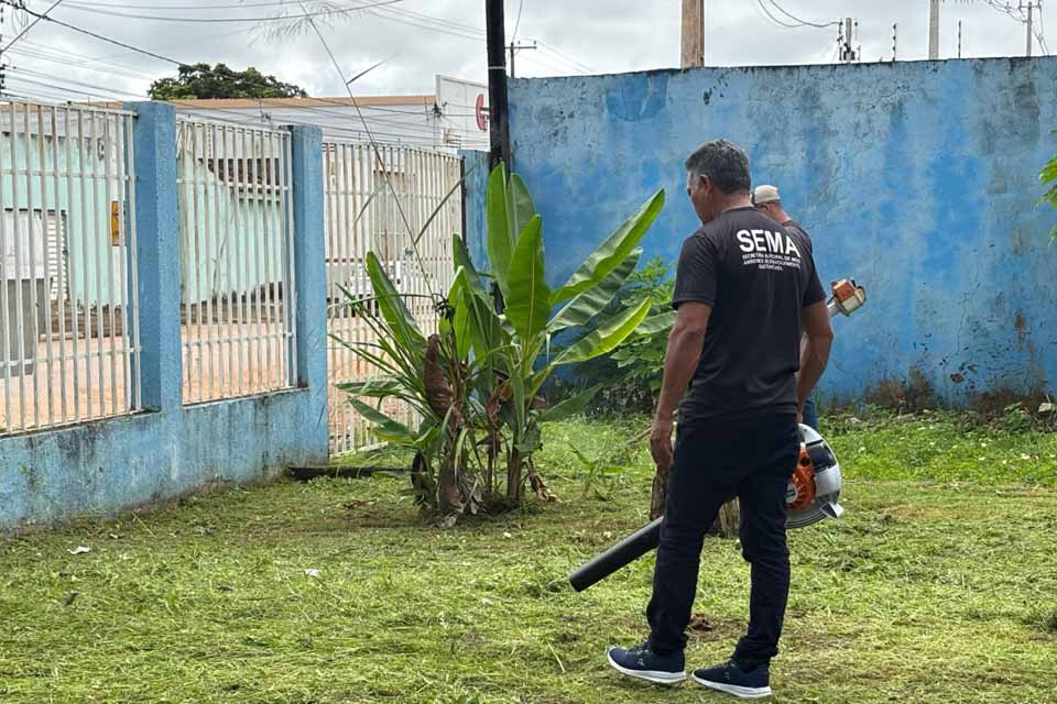 Sema e Semasf realizam mutirão de limpeza e revitalização no Centro de Convivência do Idoso