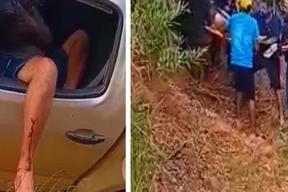 Capotamento de caminhonete deixa dois homens feridos na zona rural