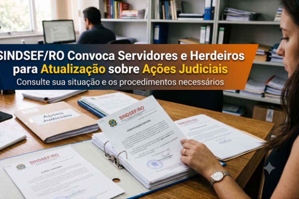 SINDSEF-RO convoca servidores e herdeiros para atualização sobre ações judiciais do anuênio e 3,17% da FUNAI