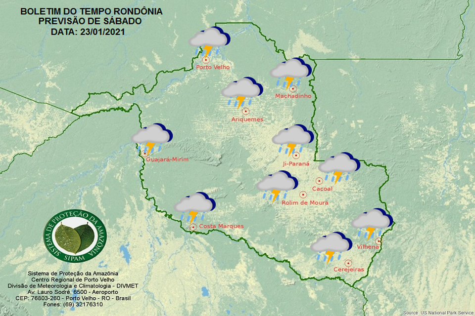 Confira a previsão do tempo para  este sábado em Rondônia