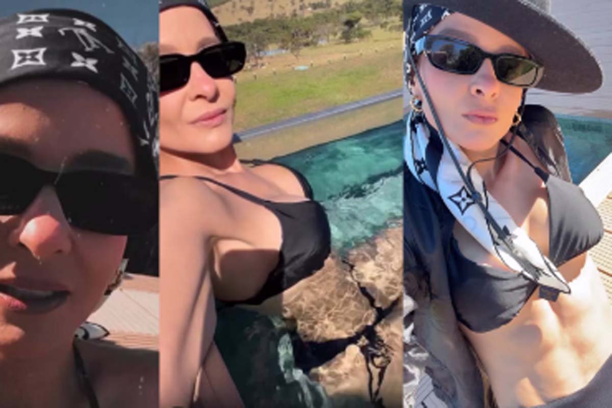 De biquíni, Maiara exibe barriga definida em dia de piscina e quentão
