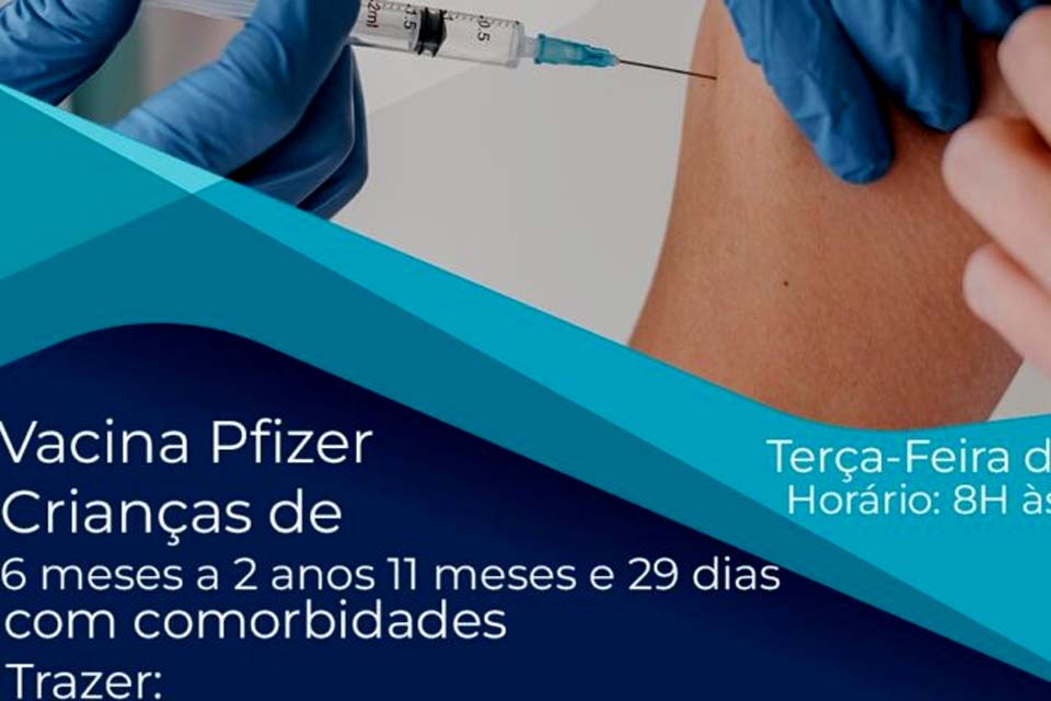 Crianças entre 6 meses e 2 anos, com comorbidades, serão vacinadas contra Covid-19 na próxima semana