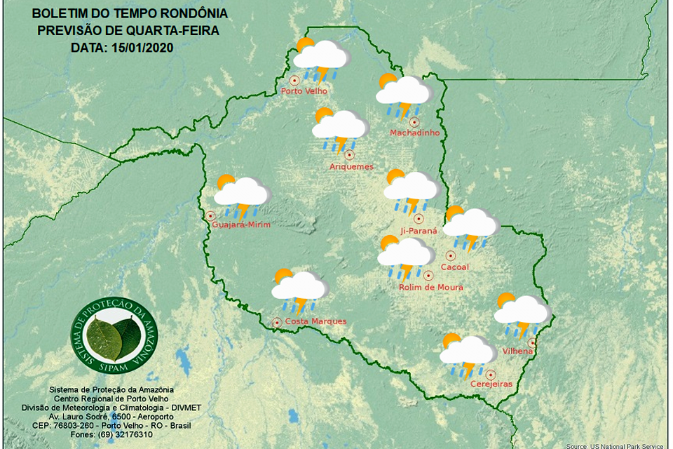 Tempo deve permanecer instável em Rondônia nesta quarta-feira, 15