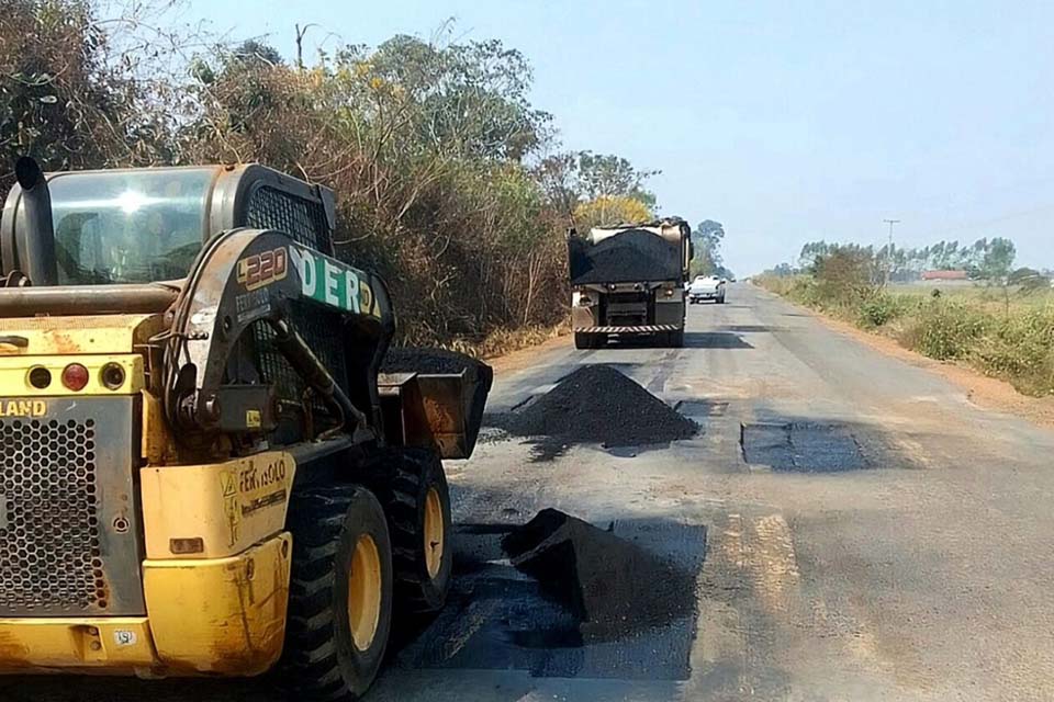 Rodovia-205 recebe trabalho de recuperação em 66 quilômetros de asfalto, em Cujubim
