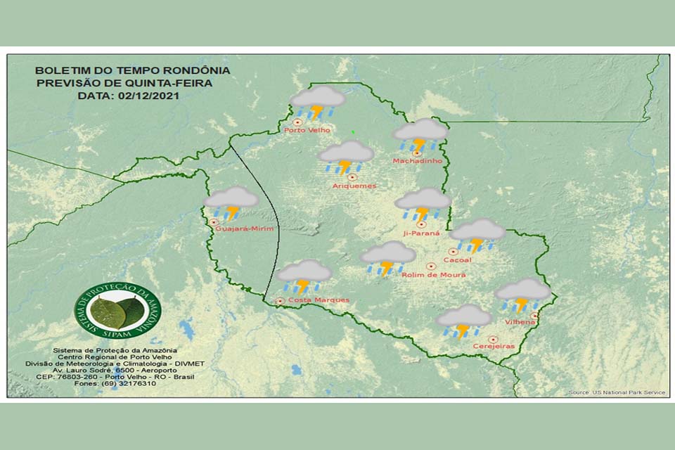 Confira a previsão do tempo para esta quinta-feira (02) em Rondônia