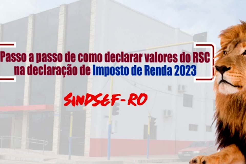 SINDSEF-RO: Passo a passo de como declarar valores do RSC na declaração de Imposto de Renda 2023