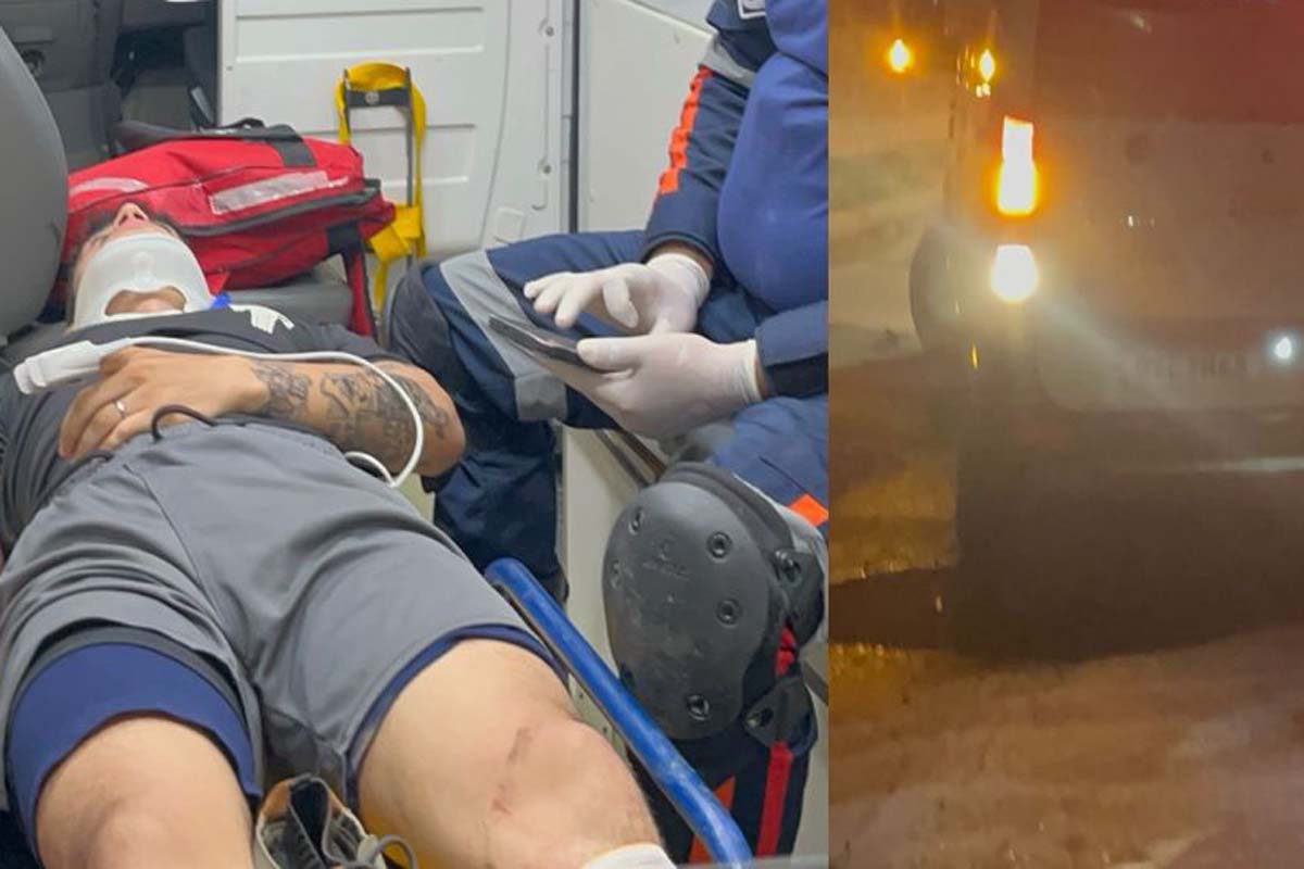 Carro desvia de buraco na rua e bate de frente com moto ocupada por casal 