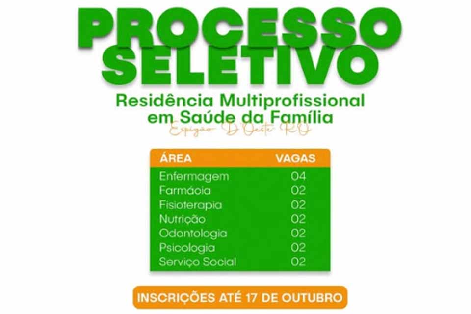 Prefeitura realiza Processo Seletivo para a Residência Multiprofissional em Saúde da Família