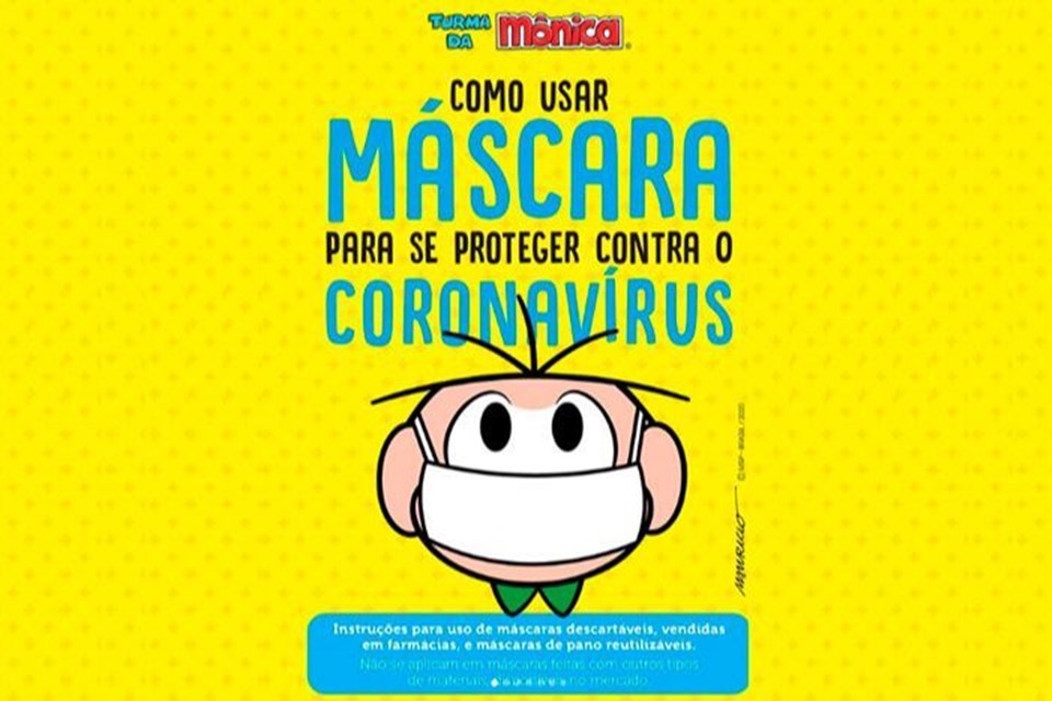 Cartilha da Turma da Mônica traz informações sobre uso de máscaras