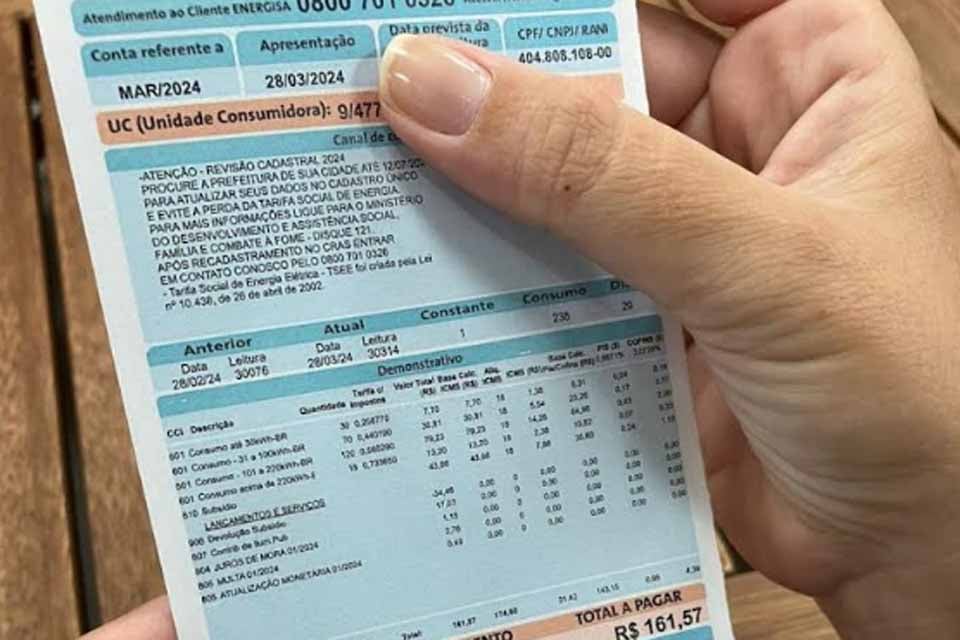 Clientes de baixa renda de Rondônia, com renda mensal de meio até um salário-mínimo,  poderão ter até 7,29 % de redução na fatura de energia