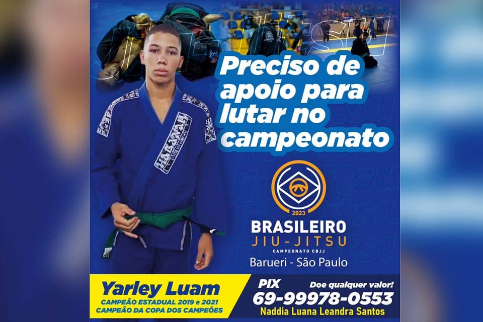 Atleta rondoniense precisa de doação para disputar Campeonato Brasileiro de Jiu-Jitsu