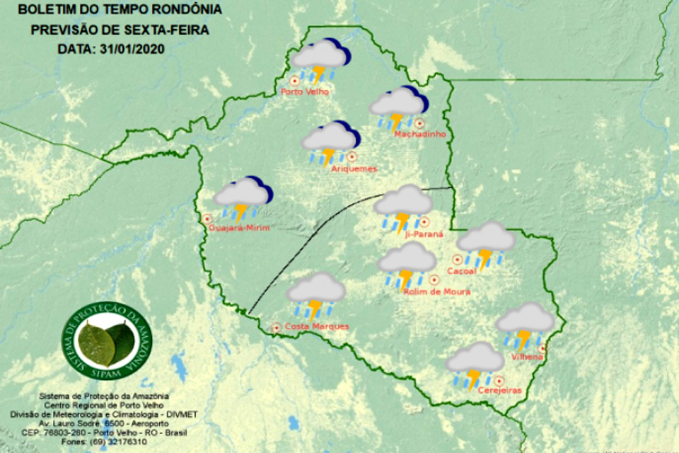 Confira a previsão do tempo para esta sexta-feira em Rondônia
