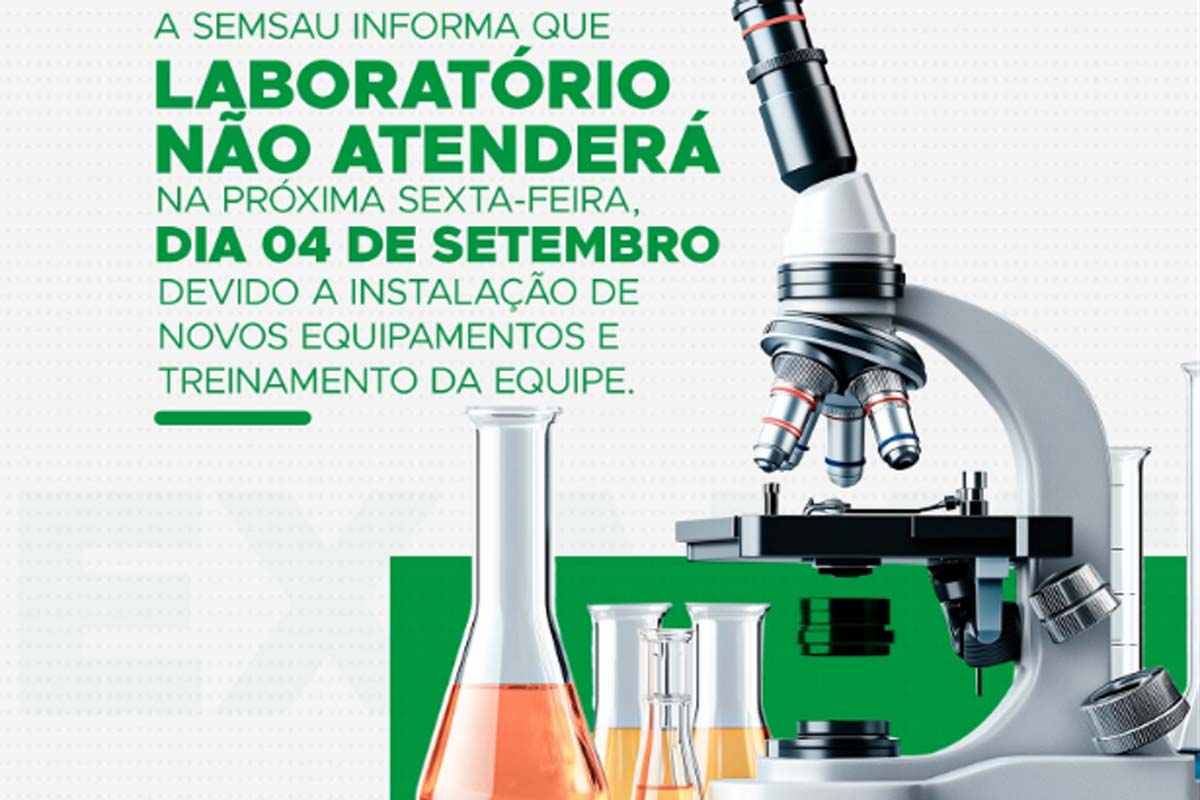 Prefeitura informa que Laboratório Muncipal não funcionará na próxima sexta-feira (4)