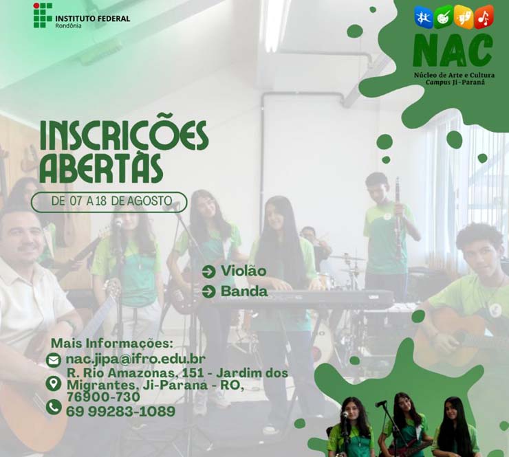 Projeto “Música para Todos” oferece aulas gratuitas de violão e de banda estudantil no Campus Ji-Paraná