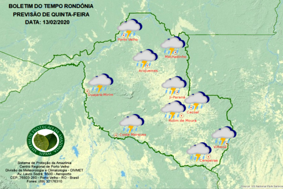 Confira a previsão do tempo para esta quinta-feira em Rondônia