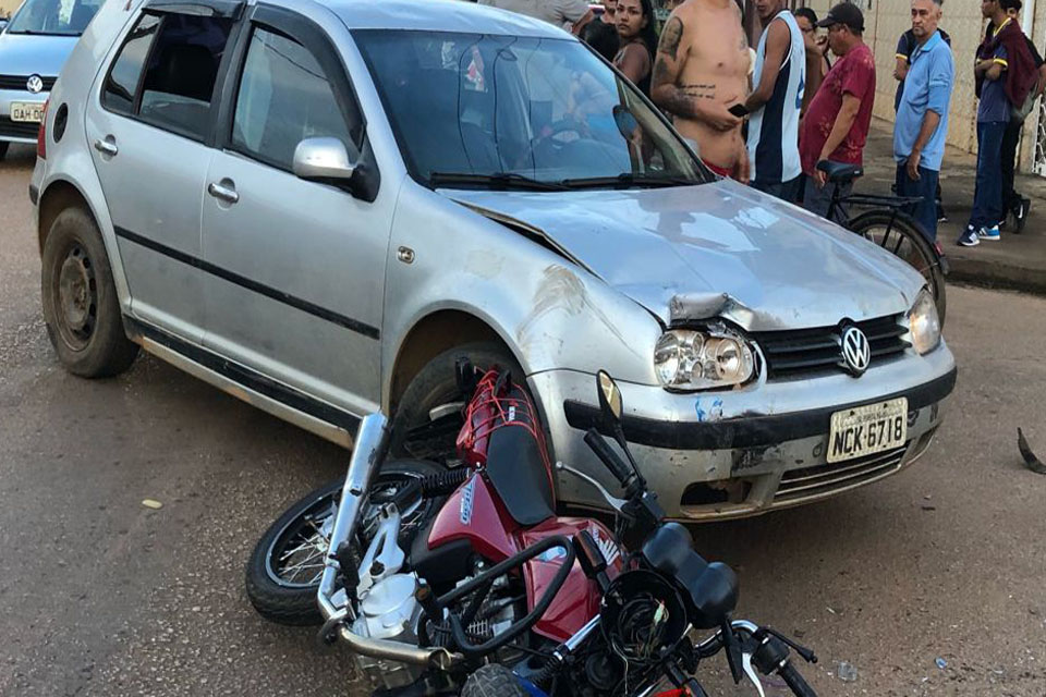 Motociclista fica ferido após colisão com carro na zona sul de Porto Velho