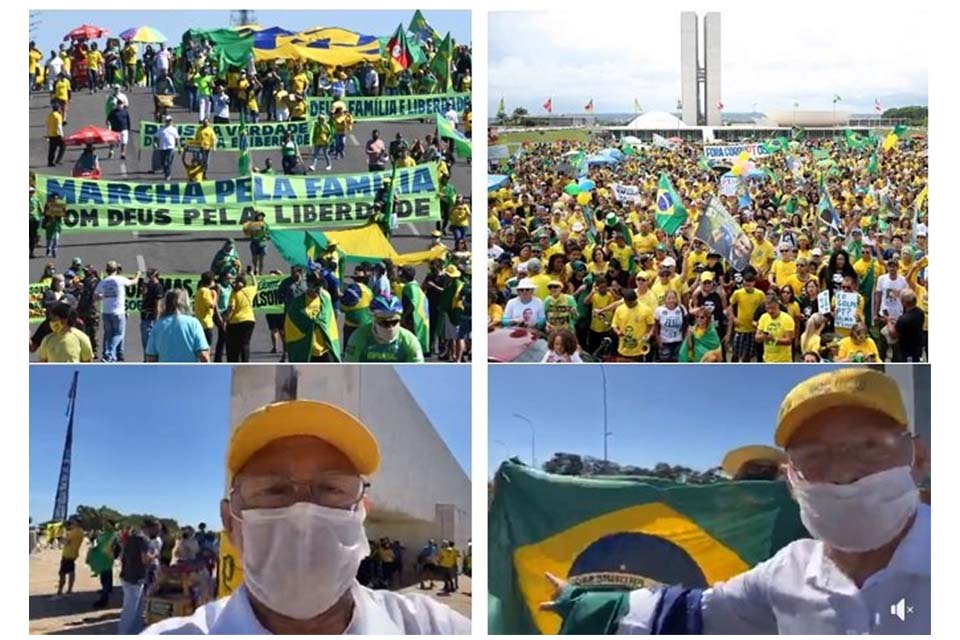 Em Brasília, famílias, idosos e crianças estiveram presentes na manifestação, todos em defesa de um Brasil melhor. Foram centenas de pessoas vestidas de verde e amarelo a favor do presidente Bolsonaro